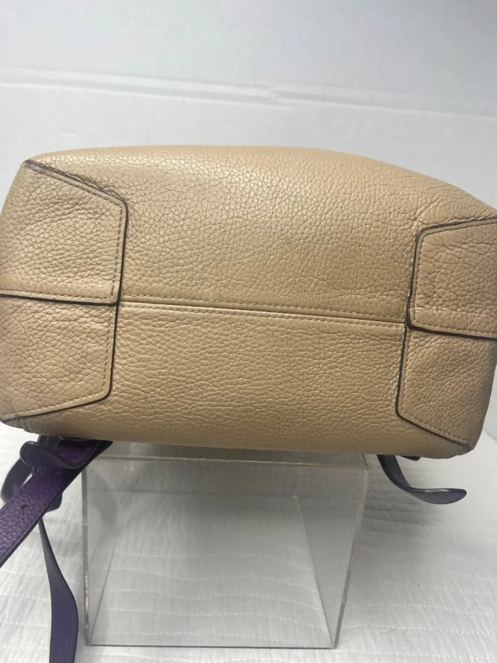 Coach Kleo Pebbled Leather Colorblock Casual Backpack Yellow/Tan/Purple
